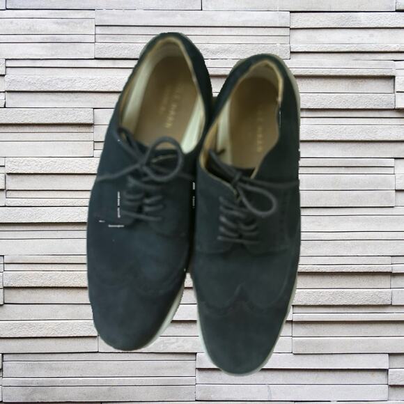 Cole Haan Black Suede Oxfords Sz. 9 - Picture 3 of 6